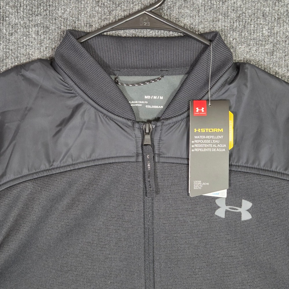 Under Armour Storm ColdGear Jacket Mens Medium Gray Black Water Repellent Zip
